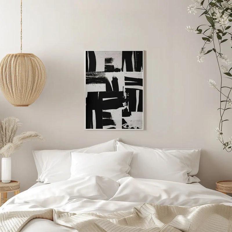 Wabi Sabi Black and White Abstract - Stretched Canvas, Poster or Fine Art Print I Heart Wall Art