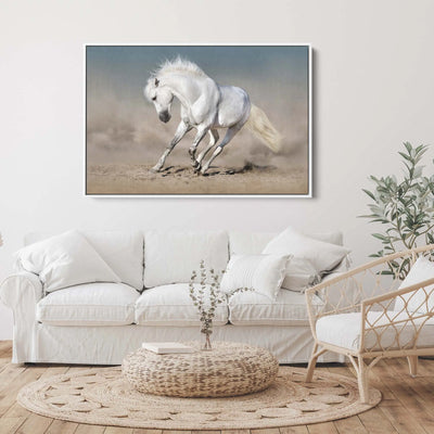 White Horse in White Background - Australian Landscape Artwork I Heart Wall Art Australia