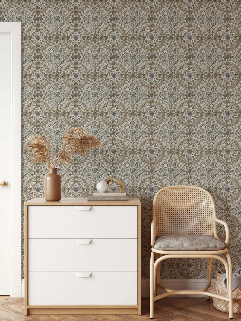 William Morris Pattern 1 Wallpaper - Green and Blue Vintage Wallpaper I Heart Wall Art Australia