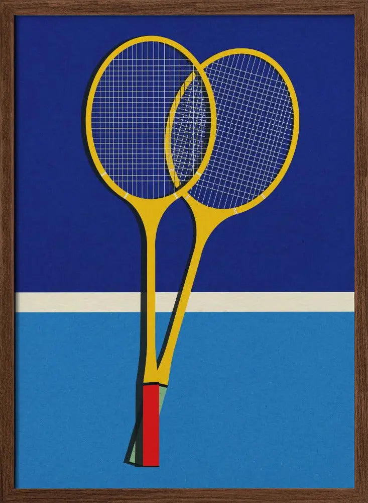 Wooden Badminton Rackets - Stretched Canvas, Poster or Fine Art Print I Heart Wall Art