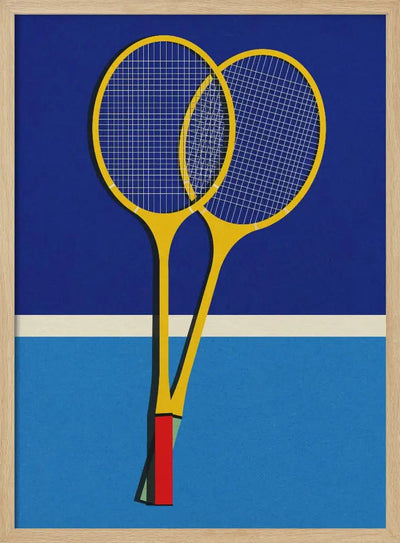 Wooden Badminton Rackets - Stretched Canvas, Poster or Fine Art Print I Heart Wall Art