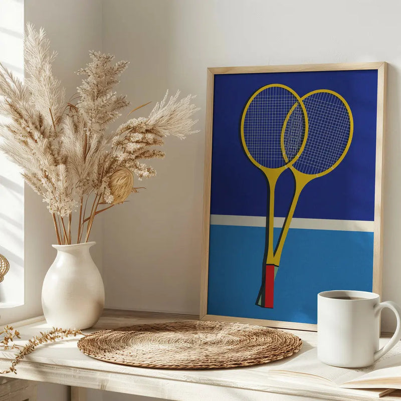 Wooden Badminton Rackets - Stretched Canvas, Poster or Fine Art Print I Heart Wall Art