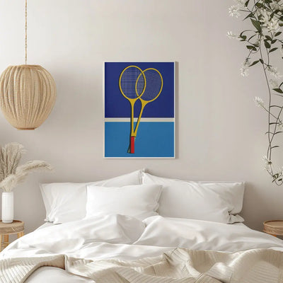 Wooden Badminton Rackets - Stretched Canvas, Poster or Fine Art Print I Heart Wall Art