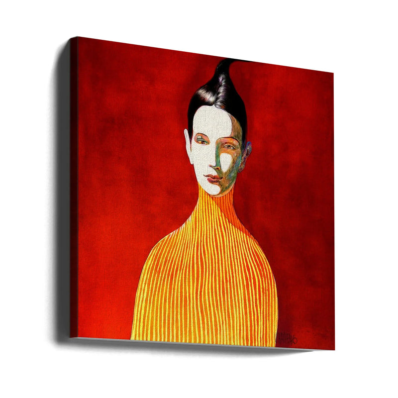 Yellow Turtleneck - Square Stretched Canvas, Poster or Fine Art Print I Heart Wall Art