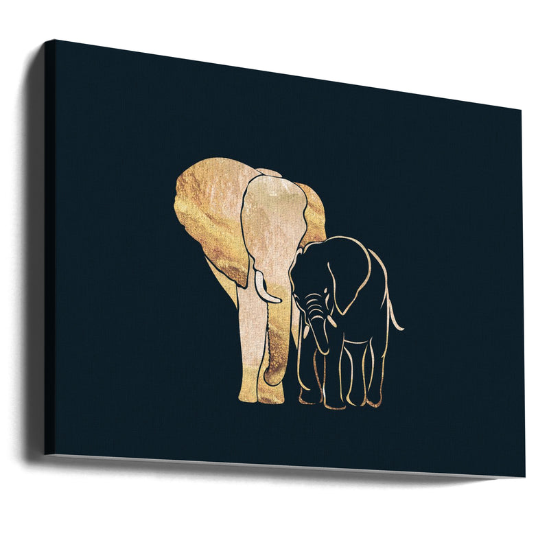 Black Gold Elephants 1 - Stretched Canvas, Poster or Fine Art Print I Heart Wall Art