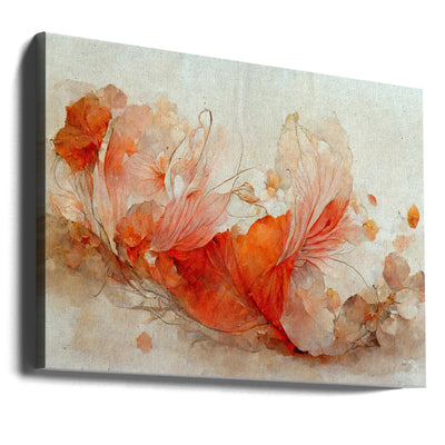 Persian Red Flowers - Stretched Canvas, Poster or Fine Art Print I Heart Wall Art