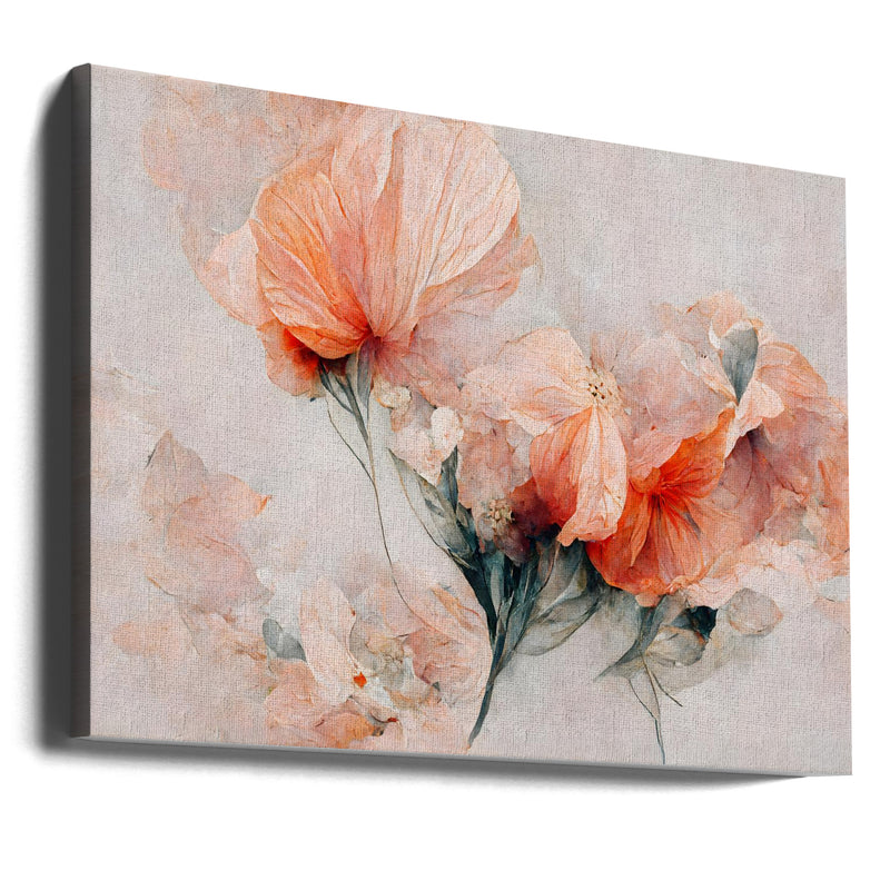 Wild Flowers On Beige Background - Stretched Canvas, Poster or Fine Art Print I Heart Wall Art