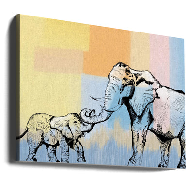 Mama elephantand baby - Stretched Canvas, Poster or Fine Art Print I Heart Wall Art