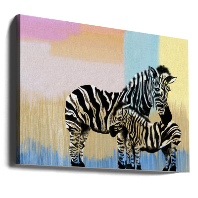 Mama Zebra and baby - Stretched Canvas, Poster or Fine Art Print I Heart Wall Art