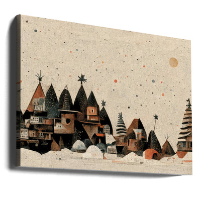 Tiny Christmas Town - Stretched Canvas, Poster or Fine Art Print I Heart Wall Art