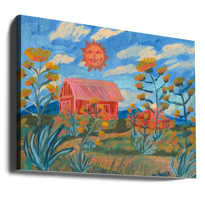 Sunny Farm Print - Stretched Canvas, Poster or Fine Art Print I Heart Wall Art