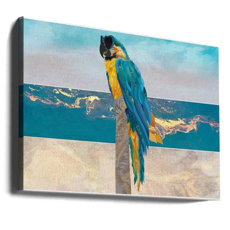 Macaw Seaside Landscape - Stretched Canvas, Poster or Fine Art Print I Heart Wall Art