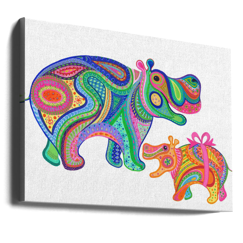 Hippo Birthday - Stretched Canvas, Poster or Fine Art Print I Heart Wall Art