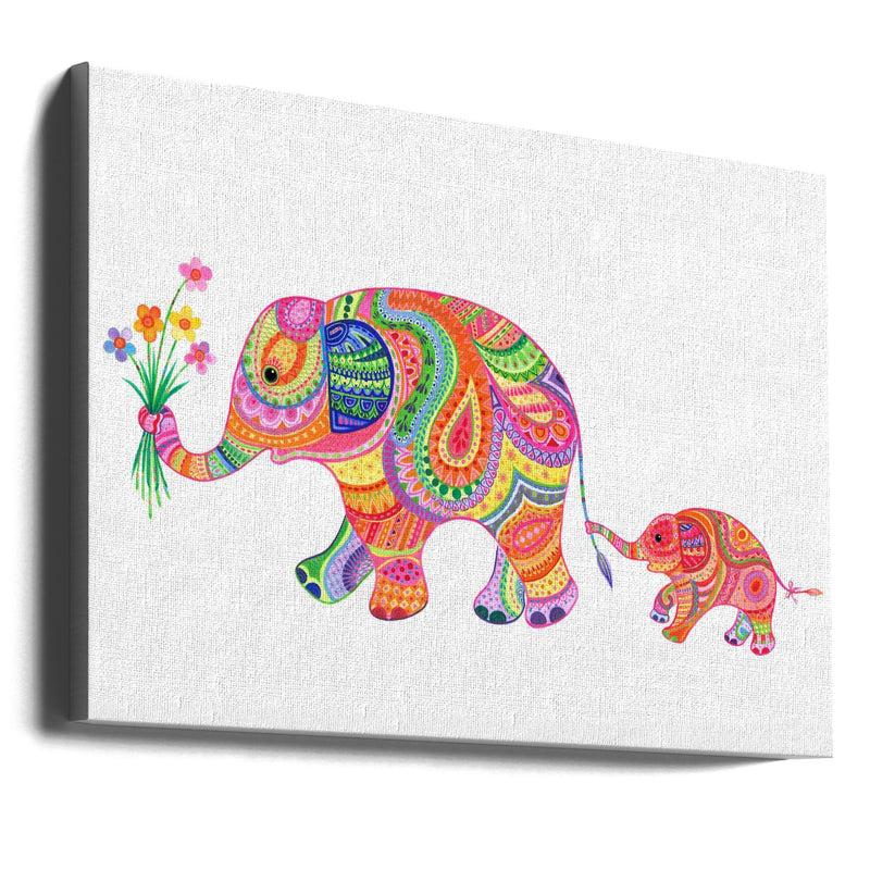 Elephant and Baby - Stretched Canvas, Poster or Fine Art Print I Heart Wall Art