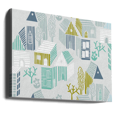 City life neighborhood soft grey pattern - Stretched Canvas, Poster or Fine Art Print I Heart Wall Art