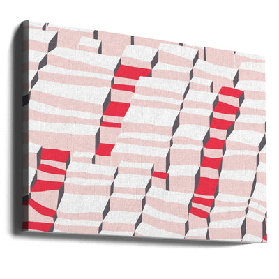 City life always up pearl pink pattern - Stretched Canvas, Poster or Fine Art Print I Heart Wall Art