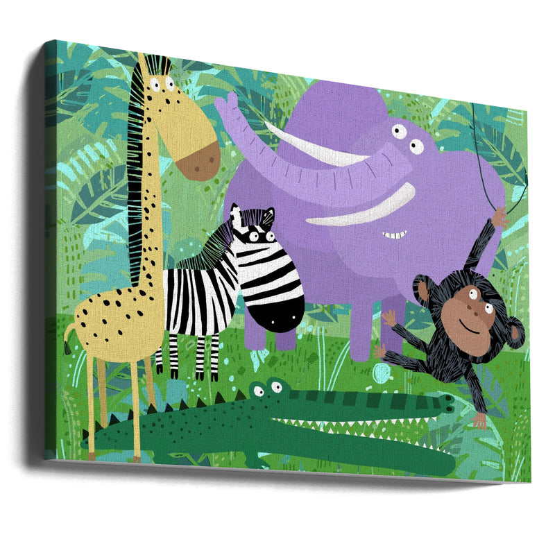 Animals Hanging Out in the Jungle by Carla Daly - Stretched Canvas, Poster or Fine Art Print I Heart Wall Art