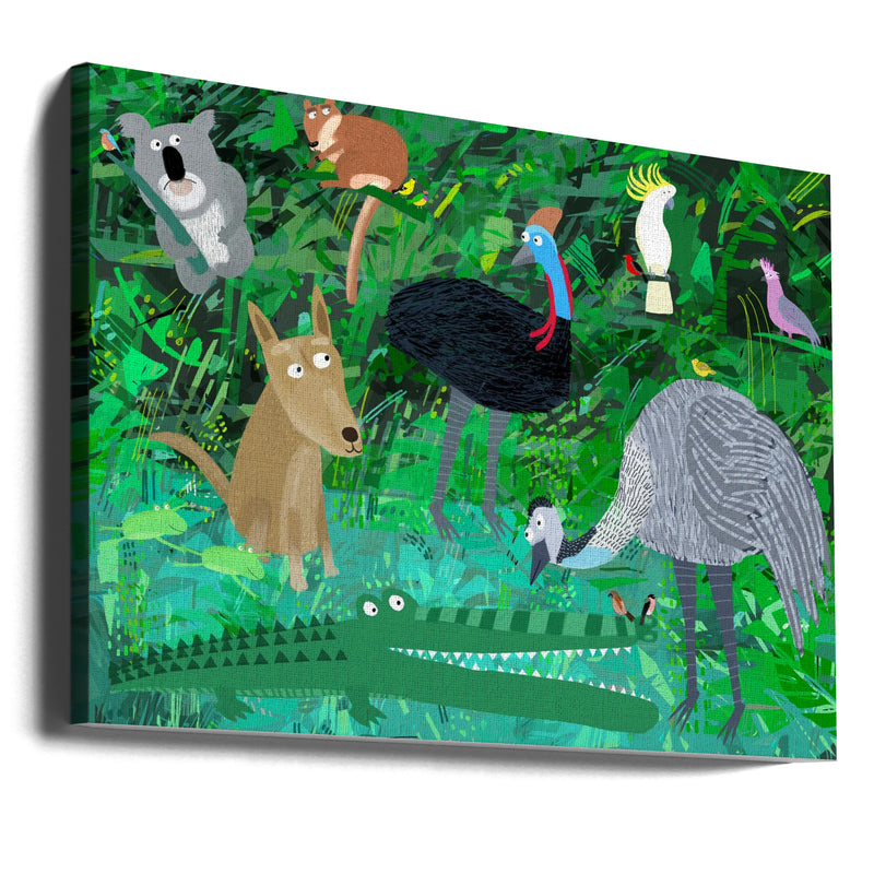 Funny Australian Animals in the Jungle by Carla Daly - Stretched Canvas, Poster or Fine Art Print I Heart Wall Art