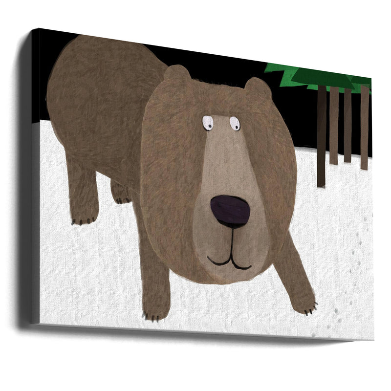 Cute Brown Bear in the Snow by Carla Daly - Stretched Canvas, Poster or Fine Art Print I Heart Wall Art