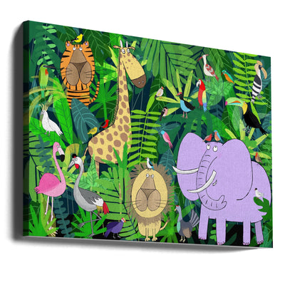 Jungle Animals Deep in the Jungle Foliage by Artist Carla Daly - Stretched Canvas, Poster or Fine Art Print I Heart Wall Art