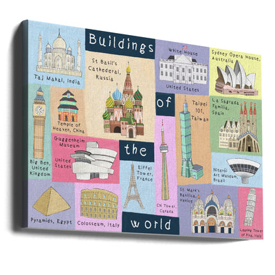 Buildings of the World Illustrated by Artist Carla Daly - Stretched Canvas, Poster or Fine Art Print I Heart Wall Art