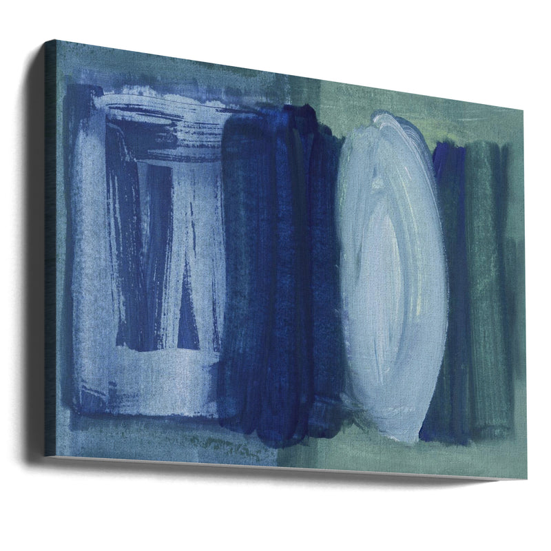 Brushstrokes Blue Green - Stretched Canvas, Poster or Fine Art Print I Heart Wall Art