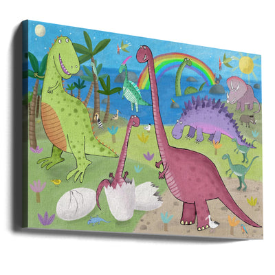 Cute Dinosaur in the Jurassic Park by Artist Carla Daly - Stretched Canvas, Poster or Fine Art Print I Heart Wall Art