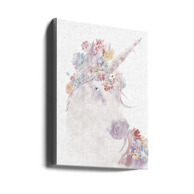 Unicorn Floral - Stretched Canvas, Poster or Fine Art Print I Heart Wall Art