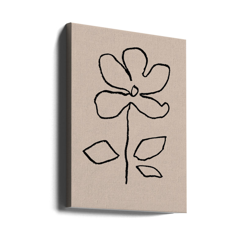 Oil Pastel Flower Black - Stretched Canvas, Poster or Fine Art Print I Heart Wall Art