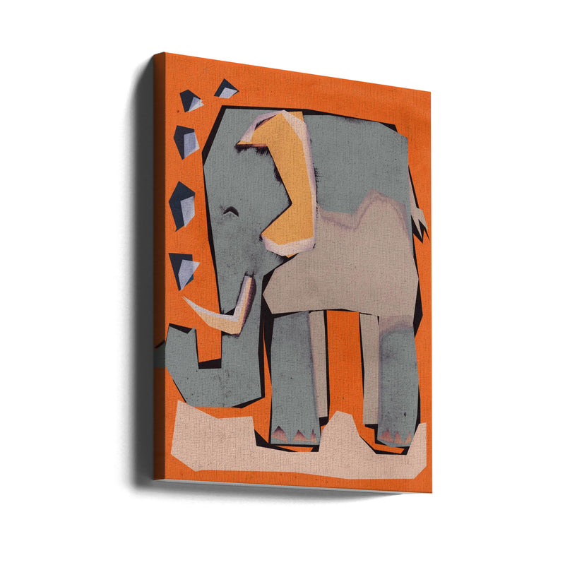 Happy Elephant - Stretched Canvas, Poster or Fine Art Print I Heart Wall Art