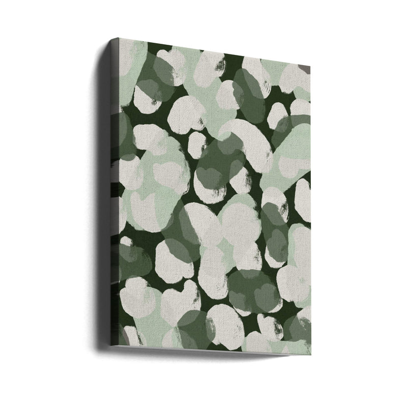 Green Round Strokes Pattern - Stretched Canvas, Poster or Fine Art Print I Heart Wall Art