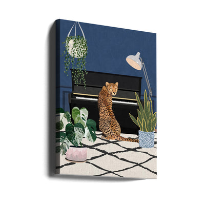 Cheetah playing piano - Stretched Canvas, Poster or Fine Art Print I Heart Wall Art