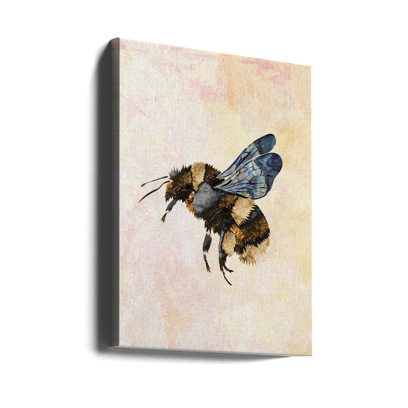 Grunge Watercolour Bee - Stretched Canvas, Poster or Fine Art Print I Heart Wall Art