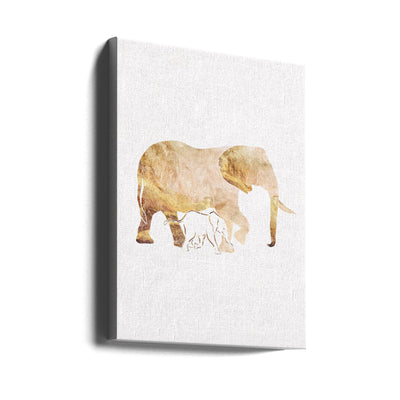 White Gold Elephants - Stretched Canvas, Poster or Fine Art Print I Heart Wall Art