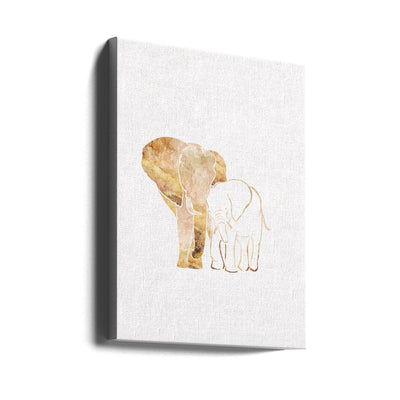 White Gold Elephants 2 - Stretched Canvas, Poster or Fine Art Print I Heart Wall Art