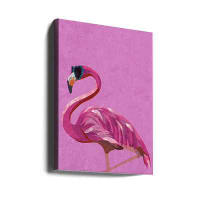 Magenta Metallic Flamingo - Stretched Canvas, Poster or Fine Art Print I Heart Wall Art