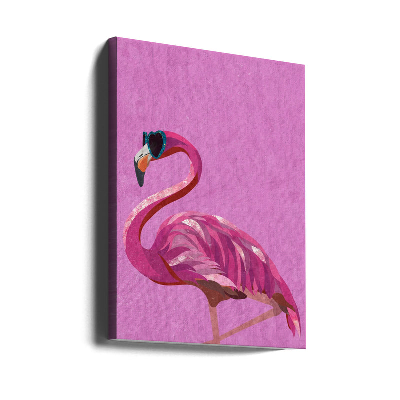 Magenta Metallic Flamingo - Stretched Canvas, Poster or Fine Art Print I Heart Wall Art