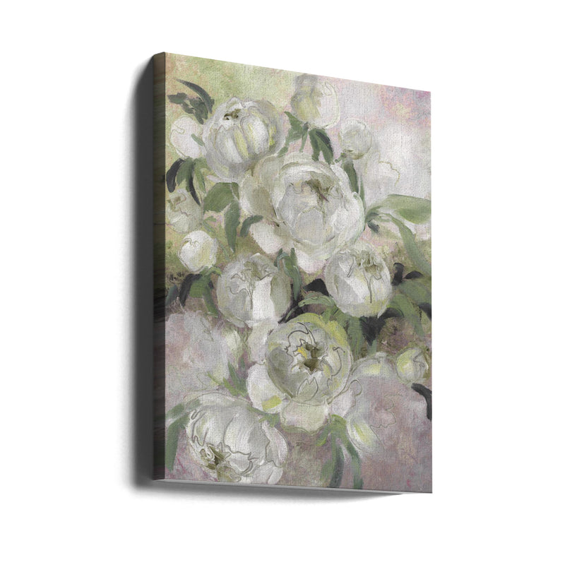 Sady painterly florals in green - Stretched Canvas, Poster or Fine Art Print I Heart Wall Art