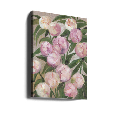 Valenty painterly peonies - Stretched Canvas, Poster or Fine Art Print I Heart Wall Art