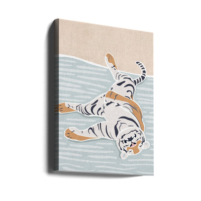 Scandi Sleeping Tiger Children's Art - Stretched Canvas, Poster or Fine Art Print I Heart Wall Art