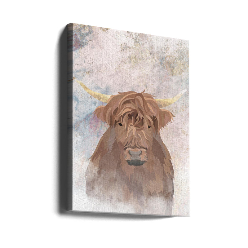 Highlands Cow Gold and Marble - Stretched Canvas, Poster or Fine Art Print I Heart Wall Art