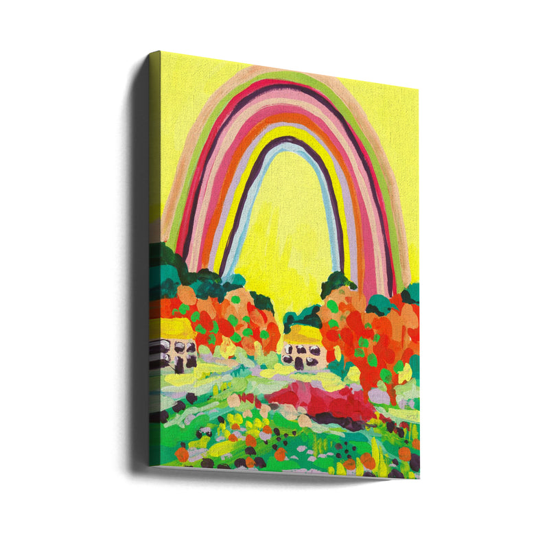 Countryside Rainbow Yellow - Stretched Canvas, Poster or Fine Art Print I Heart Wall Art