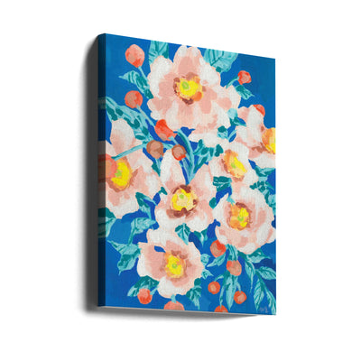 Cobalt Blue With Anemones - Stretched Canvas, Poster or Fine Art Print I Heart Wall Art