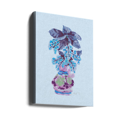 Blooming Vase In Blue - Stretched Canvas, Poster or Fine Art Print I Heart Wall Art