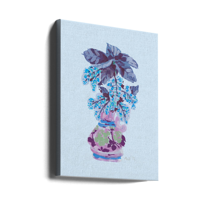 Blooming Vase In Blue - Stretched Canvas, Poster or Fine Art Print I Heart Wall Art