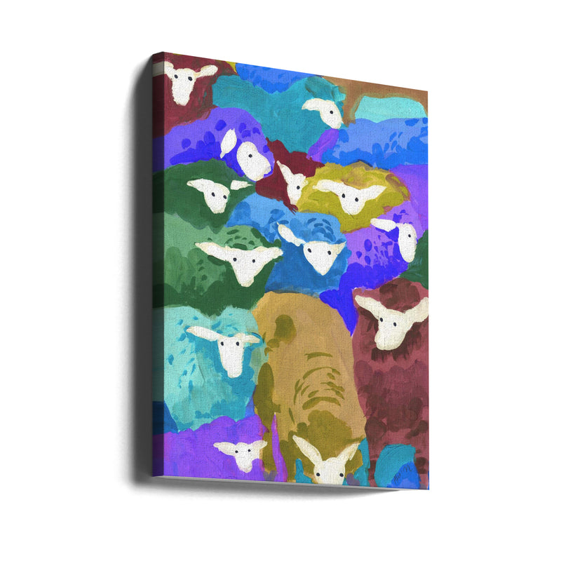 Colorful Sheep Cocktail seaside - Stretched Canvas, Poster or Fine Art Print I Heart Wall Art