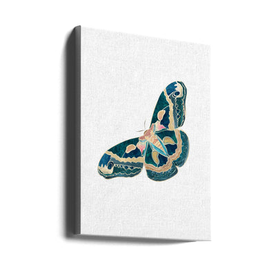 Green White Moth Butterfly - Stretched Canvas, Poster or Fine Art Print I Heart Wall Art