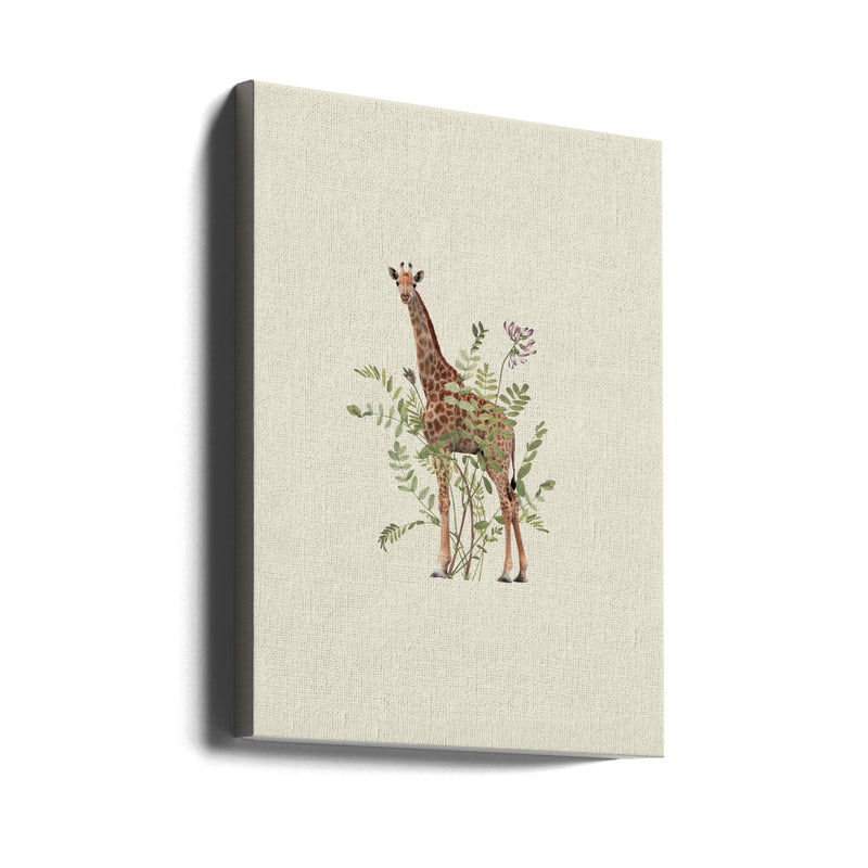 Floral giraffe - Stretched Canvas, Poster or Fine Art Print I Heart Wall Art