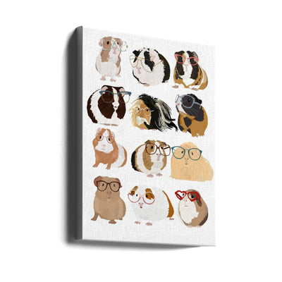 Guinea Pig in Glasses - Stretched Canvas, Poster or Fine Art Print I Heart Wall Art