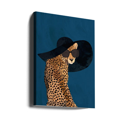 Fashionable Cheetah wearing a sunhat - Stretched Canvas, Poster or Fine Art Print I Heart Wall Art